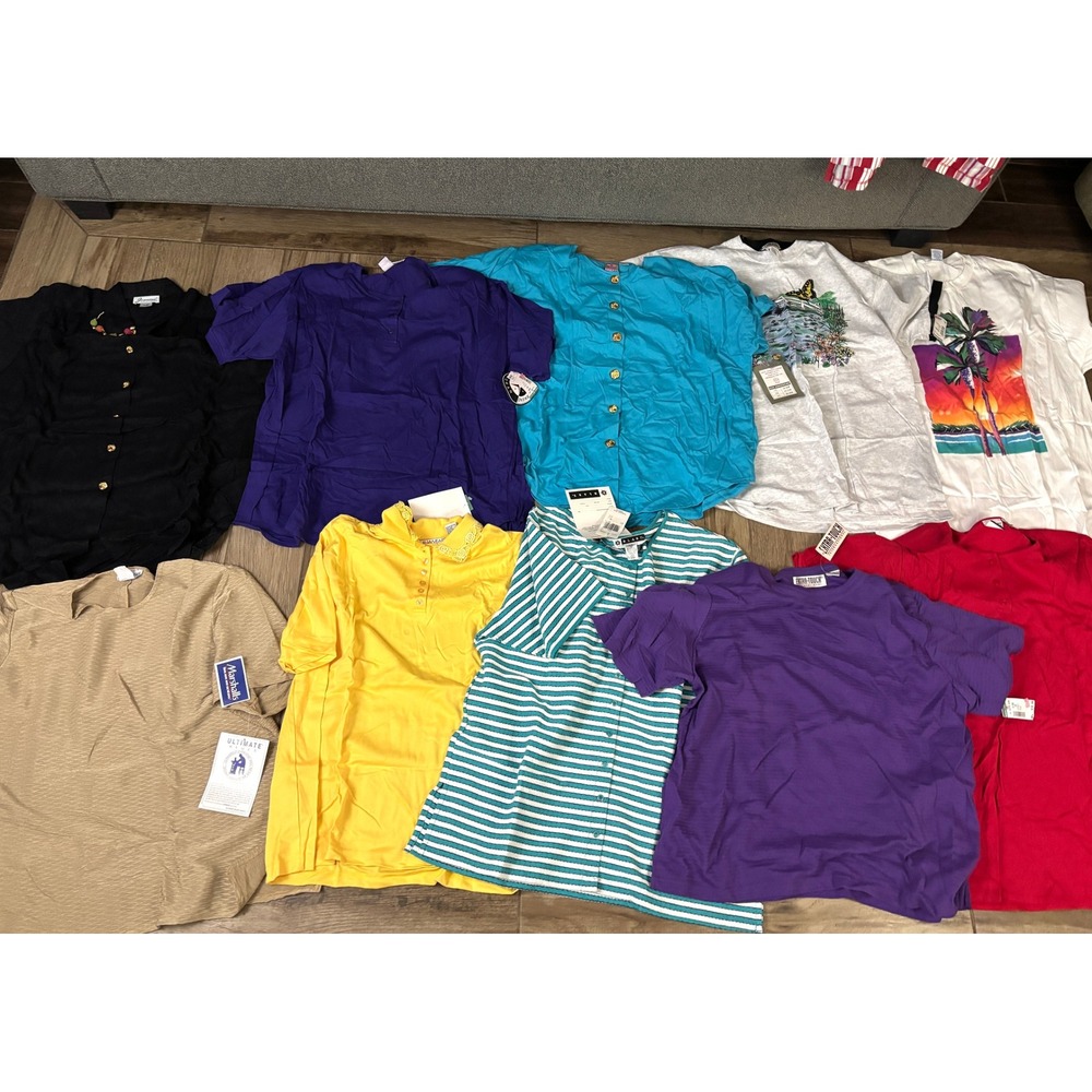 Vtg Womens Plus Size Blouse Lot 10 Pieces 90s Tops 2X 22W‎ Mixed Brands Some NWT